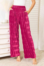 Load image into Gallery viewer, High Waist Tiered Shirring Velvet Wide Leg Pants
