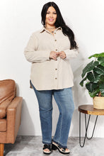 Load image into Gallery viewer, Oversized Corduroy  Button-Down Tunic Shirt with Bust Pocket
