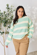 Load image into Gallery viewer, Contrast Striped Round Neck Sweater
