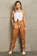 Load image into Gallery viewer, Powerful You Faux Leather Paperbag Waist Pants
