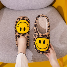 Load image into Gallery viewer, Smiley Face Leopard Slippers
