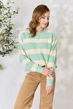 Load image into Gallery viewer, Contrast Striped Round Neck Sweater
