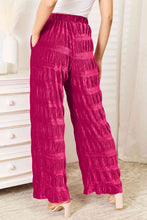 Load image into Gallery viewer, High Waist Tiered Shirring Velvet Wide Leg Pants
