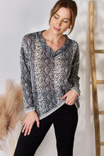 Load image into Gallery viewer, Snakeskin V-Neck Long Sleeve Top
