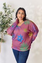 Load image into Gallery viewer, Pink Floral V-Neck Long Sleeve Top
