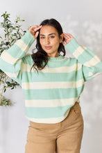 Load image into Gallery viewer, Contrast Striped Round Neck Sweater
