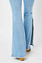 Load image into Gallery viewer, Judy Blue Mid Rise Raw Hem Slit Flare Jeans
