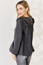 Load image into Gallery viewer, Mineral Wash Smocked Round Neck Blouse
