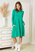 Load image into Gallery viewer, Long Sleeve Flare Dress with Pockets
