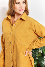 Load image into Gallery viewer, Oversized Corduroy  Button-Down Tunic Shirt with Bust Pocket
