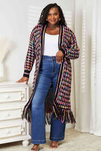 Load image into Gallery viewer, Multicolored Open Front Fringe Hem Cardigan
