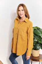 Load image into Gallery viewer, Oversized Corduroy  Button-Down Tunic Shirt with Bust Pocket
