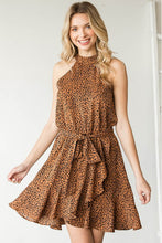 Load image into Gallery viewer, Leopard Belted Sleeveless Dress
