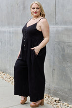 Load image into Gallery viewer, All Day Wide Leg Button Down Jumpsuit in Black
