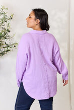 Load image into Gallery viewer, Texture Button Up Raw Hem Long Sleeve Shirt
