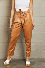 Load image into Gallery viewer, Powerful You Faux Leather Paperbag Waist Pants
