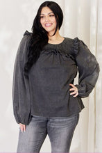 Load image into Gallery viewer, Mineral Wash Smocked Round Neck Blouse
