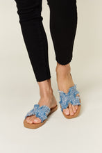 Load image into Gallery viewer, Raw Trim Denim H-Band Flat Sandals
