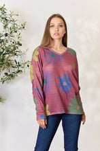 Load image into Gallery viewer, Pink Floral V-Neck Long Sleeve Top
