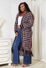 Load image into Gallery viewer, Multicolored Open Front Fringe Hem Cardigan
