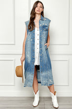 Load image into Gallery viewer, Distressed Sleeveless Longline Denim Jacket
