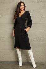 Load image into Gallery viewer, Surplice Flare Ruching Dress
