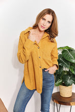 Load image into Gallery viewer, Oversized Corduroy  Button-Down Tunic Shirt with Bust Pocket
