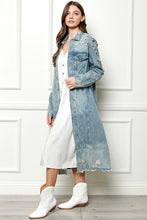 Load image into Gallery viewer, Distressed Raw Hem Pearl Detail Button Up Jacket
