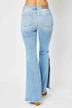 Load image into Gallery viewer, Judy Blue Mid Rise Raw Hem Slit Flare Jeans
