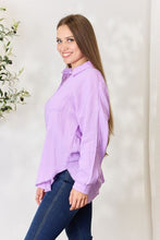 Load image into Gallery viewer, Texture Button Up Raw Hem Long Sleeve Shirt
