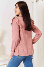 Load image into Gallery viewer, Square Neck Ruffle Shoulder Long Sleeve T-Shirt
