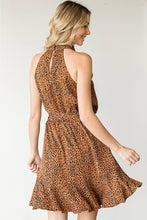 Load image into Gallery viewer, Leopard Belted Sleeveless Dress
